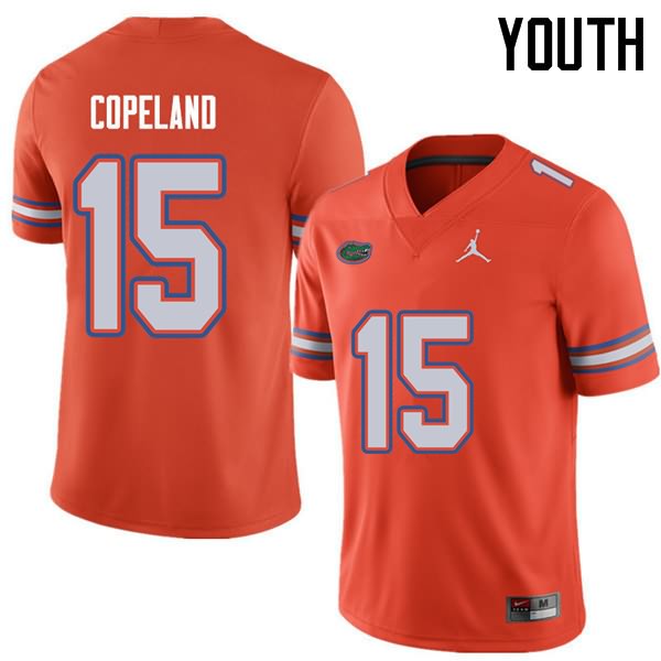 NCAA Florida Gators Jacob Copeland Youth #15 Jordan Brand Orange Stitched Authentic College Football Jersey LZY7064RP